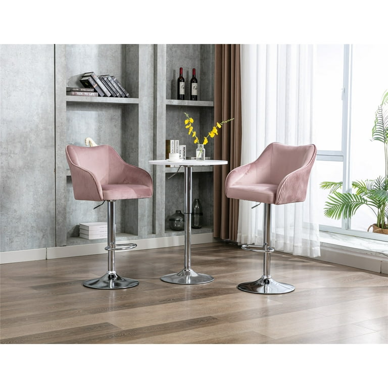 Adjustable Swivel Bar Stools with Low Back and Armrest, Counter
