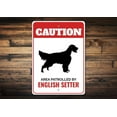 thumbnail image 1 of (Metal de aluminio) Señal de precaución para perros con setter inglés, señales para dueños de setter inglés, señales para razas de perros, regalos para setter inglés, señal para puerta de perro,, 1 of 4