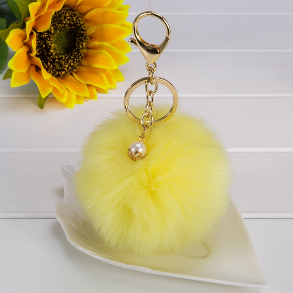 Pink/Turquoise 15cm 6" Real Fox Fur Ball Heart Shaped Pom Pom Bag Charm Keychain 