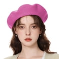 thumbnail image 1 of TOPTIE Classic Wool Beret French Style Artist Basque Beanie Hat 60% Wool-Hot Pink, 1 of 8