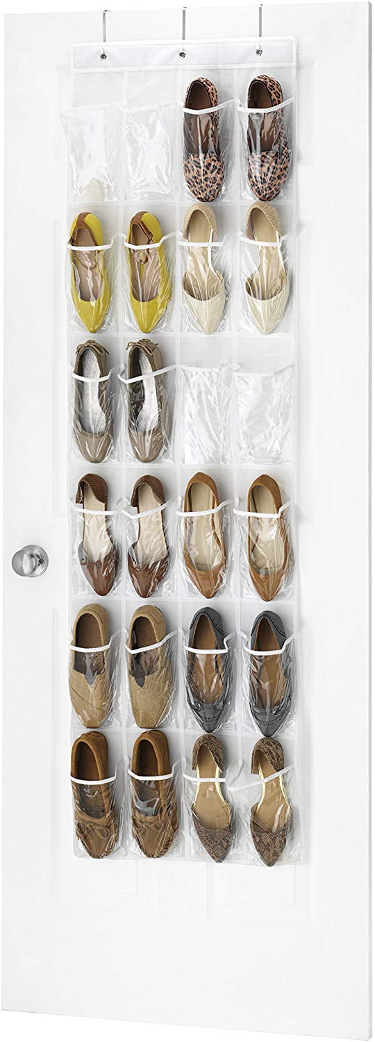 Rampmu 36 Pairs Metal and Plastic Over The Door Shoe Racks Clear for Dorm US Stock Space Saving Large Shoe Organizer