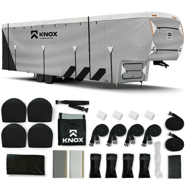 KNOX 3rd Gen Fifth Wheel RV Cover, Anti-Tear 7 Layer APEX Fabric, Fits Travel Trailer, RV, or Motorhome - Camper Cover Includes Wheel Covers, Ladder Cover and Gutter Covers