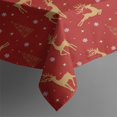 thumbnail image 4 of Red Christmas Golden Reindeer Pattern Rectangle Tablecloth 60"x102",Waterproof Polyester Rectangle Table Cloth, Wipeable Spillproof Polyester Tablecloth for Dining, Camping, Indoor and Outdoor, 4 of 6