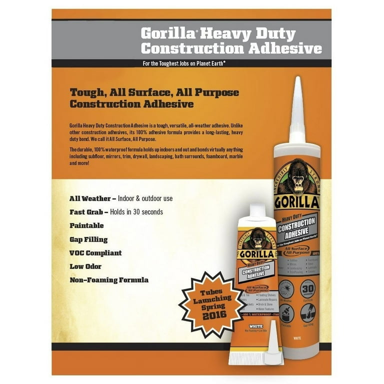 Gorilla Heavy Duty Construction Adhesive 2.5 oz