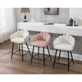 thumbnail image 5 of Guyou 26" Height Faux Fur Bar Stools Set of 2, Upholstered Counter Height Chairs with Petal Back and Metal Legs for Restaurant Kitchen Island Bar, White, 5 of 11