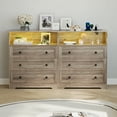 thumbnail image 6 of Tzou 31.5"W Wooden Dresser with Charging Station & LED Lights - 3-Drawer Modern Chest for Bedroom(Grey-Brown), 6 of 9