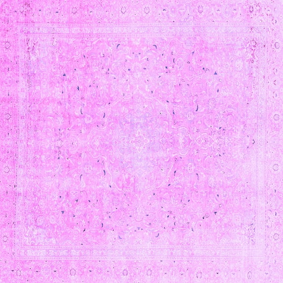 Ahgly Company Indoor Square Abstract Purple Modern Area Rugs, 6' Square