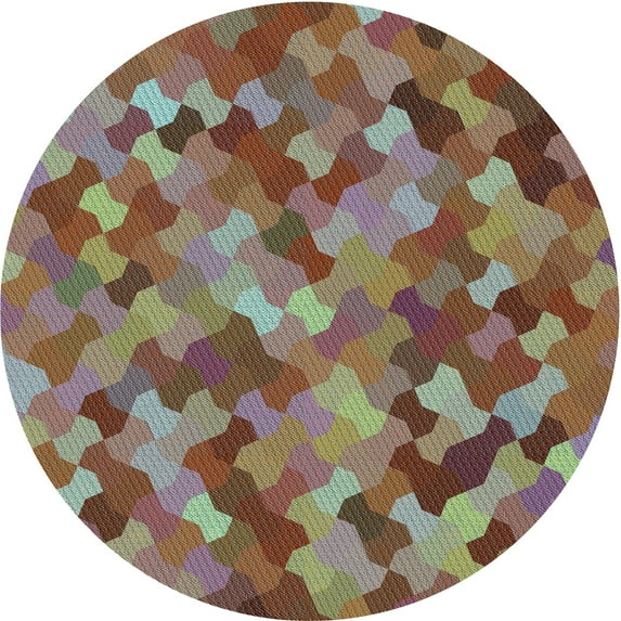Ahgly Company Machine Washable Indoor Round Transitional Bullet Shell Brown Area Rugs, 3' Round
