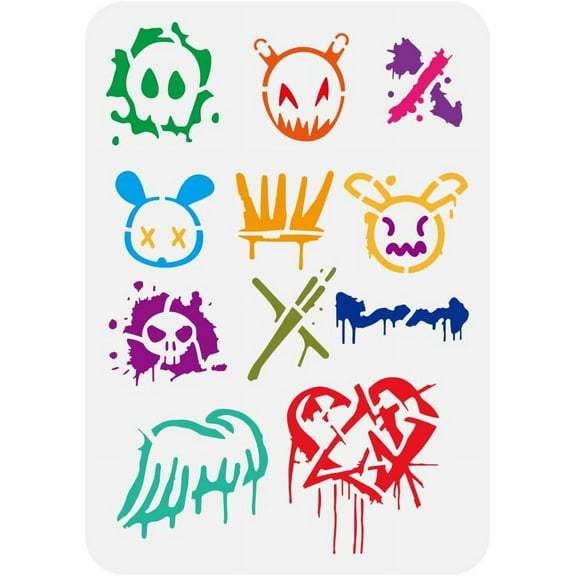 Graffiti Small Patterns Painting Stencil 8.3x11.7inch Reusable Graffiti Theme Craft Stencil