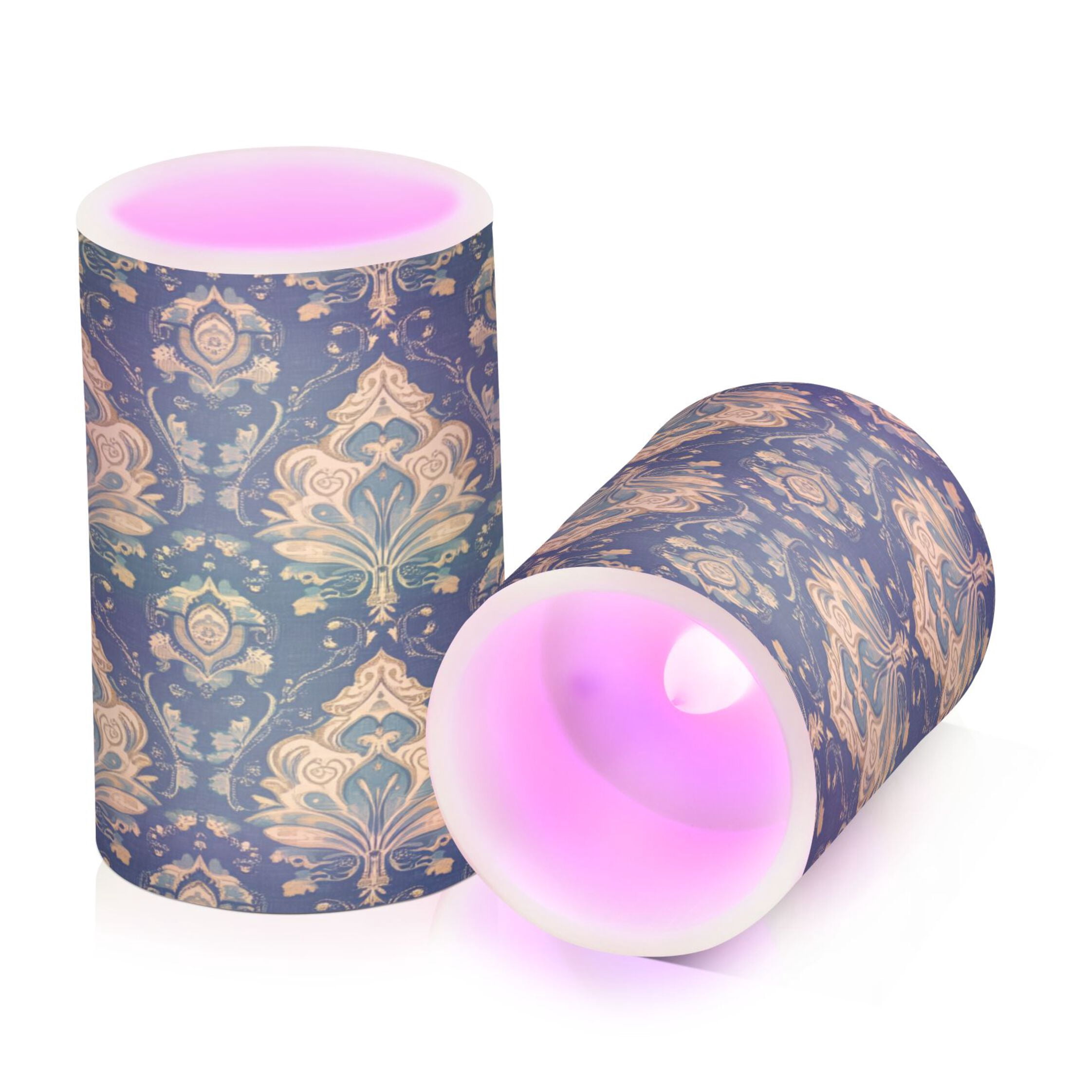 2 PCS Flameless Candles with Remote Timer LED Battery Operated Flickering Candle Light for Wedding Table Home Decoration Gifts Elegant Prints