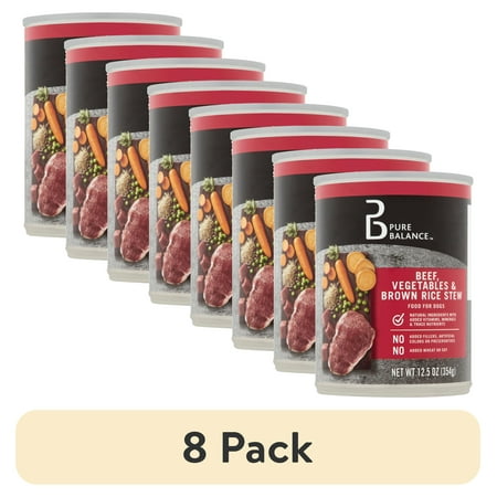 (8 pack) Pure Balance Grain-Free Formula Beef Wet Dry Dog Food, 12.5 oz Can