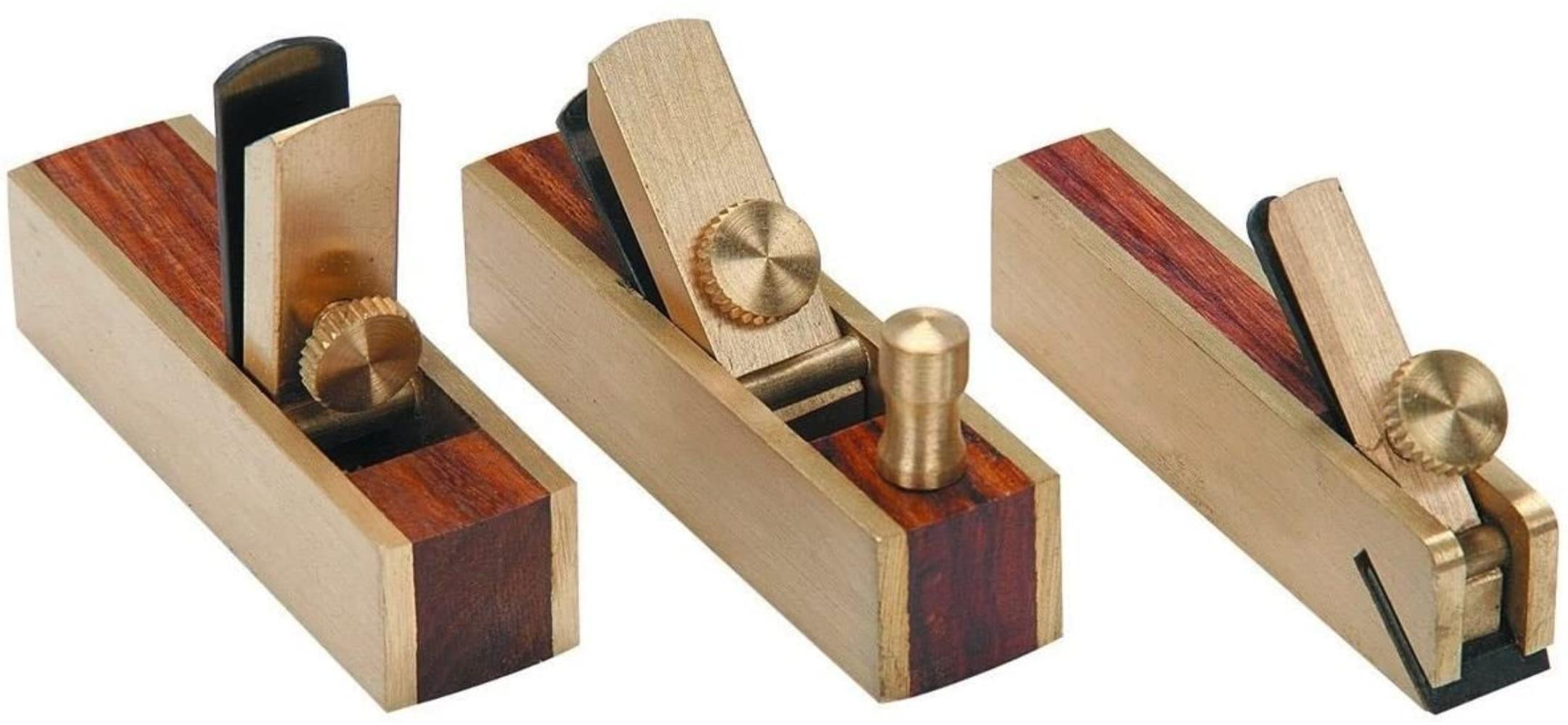 3 piece Micro Mini Brass Hand Plane Set Wood Finish Planer Hardwood Hobby Craft 