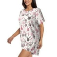 thumbnail image 3 of Womens Pajama Sets With Pocket, Bohemian Cartoon Cute Rabbit_A Lounge Sets Short Sleeve Sleepwear PJ Sets for Women, 3 of 6