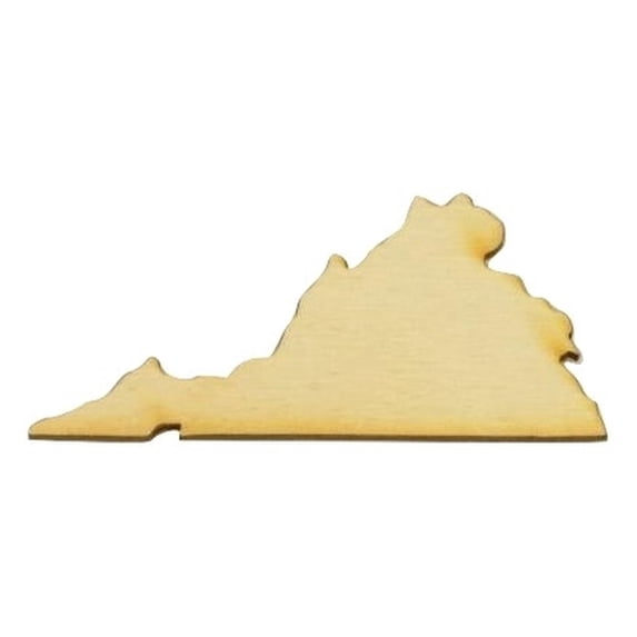 Package of 1, Medium 12" x 5.25" x 0.5" Baltic Birch Plywood Virginia State Wood Cutout for Art and Craft Project, Made in USA