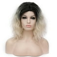 thumbnail image 1 of Peluca de cabello humano Unique Bargains 14' Negro Blanco rizado, 1 of 6