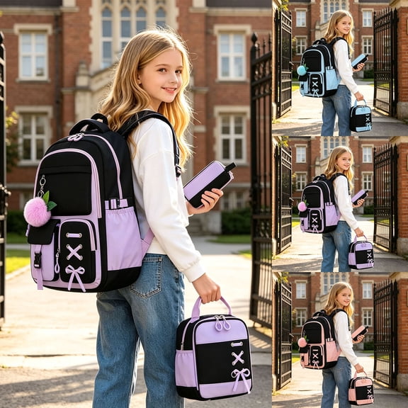 jiaxiM School Backpacks for Ages 3rd 4th 5th 6th - Casual 3 Piece Combo Kit School Bag for Primary School, Middle Elementary, Park, Travel, After School, Daily Campus