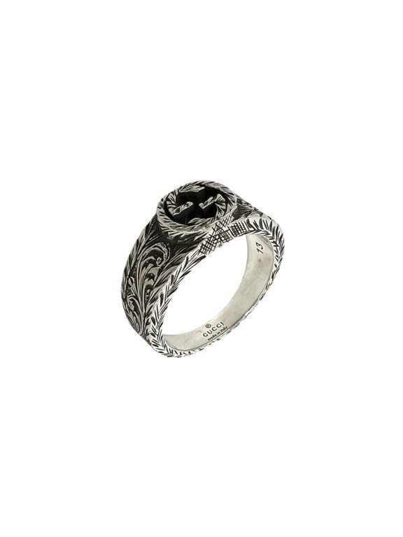 Pre-Owned GUCCI Interlocking G Arabesque Ring, Sterling Silver 925, Ring/Finger Accessory,...