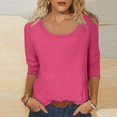 thumbnail image 2 of AherBiu 3/4 Sleeve Tops for Women Scoop Neck Basic Top Tees Tshirt Summer Casual Comfy Fitted Blouse, 2 of 9