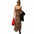 thumbnail image 5 of Khaki Leopard Print Cowl Neck Maxi Slip Dress With Spaghetti Straps For Casual And Night Out, 5 of 5