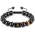 thumbnail image 1 of Con Letras Ajustables De 10Mm, Cuentas De Piedra De Ojo De Tigre De Ónix Negro Natural, Pulsera De Cuerda Trenzada, Regalo Significativo 26 Pulseras Monstrate AP006886-01, 1 of 6