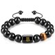 thumbnail image 1 of Con Letras Ajustables De 10Mm, Cuentas De Piedra De Ojo De Tigre De Ónix Negro Natural, Pulsera De Cuerda Trenzada, Regalo Significativo 26 Pulseras Monstrate AP006886-01, 1 of 6