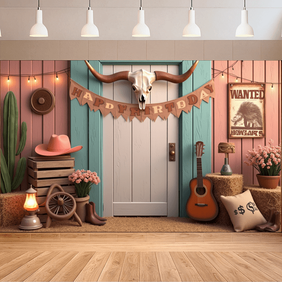 Rustic Design Western Birthday Banner Cowboy Decor Country Theme for Western Party Cowboy Celebration Rustic Event