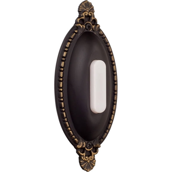 Craftmade BSOO-AZ Designer Surface Mount Oval Ornate Lighted Doorbell LED Push Button, Antique Bronze (4.93"H x 2.13"W)
