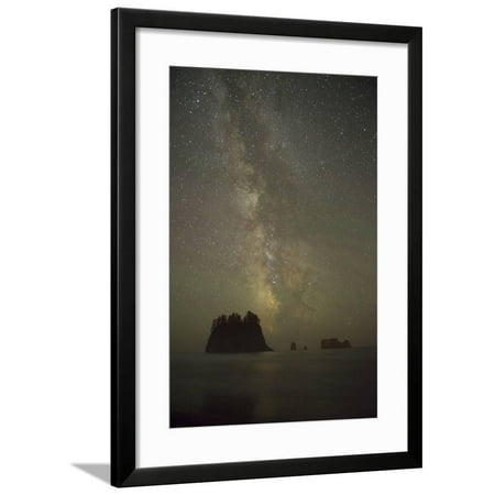 Milky Way rising behind sea stacks at 2nd Beach, Olympic National Park, Washington State Framed Print Wall Art By Greg (Best Way To Stack Wood In A Fire Pit)