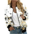 thumbnail image 2 of Ayolanni Graphic Womens Jacket Bomber White Varsity Zip Up Long Sleeve Jackets Teens Coats Girls S, 2 of 5