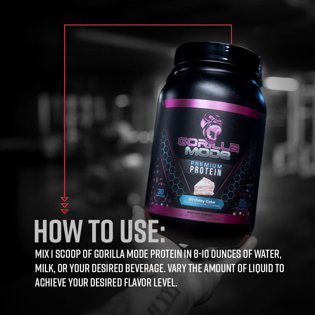 Gorilla Mode Premium Whey Protein - Vanilla Ice Cream / 25 Grams of Whey Protein Isolate & Concentrate / Recover and Build Muscle (30 Servings)