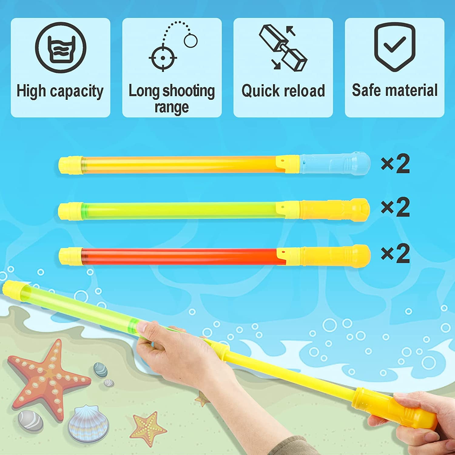 10 Pcs Water Pump Gun Blaster Toys for Kids, Water Squirter Shooters for Summer Pool Party, Backyard, Beach Water Toys