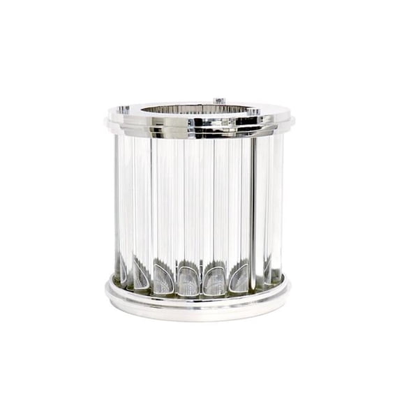 Pasargad Home Lucian 11" Lucite & Stainless Steel Hurricane in Clear