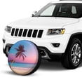 thumbnail image 2 of KAKALAD Ocean Sunrise Tropical Palm Tree Island Hawaiian Waves 02 Spare Tire Cover Universal Vehicle Accessories Buckle Car Tools 17”in, 2 of 6