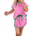 thumbnail image 1 of Conjunto de Dos Piezas para Mujer, Jersey Informal de Corta, Pantalones Cortos A Juego, Chándal Rosa Talla S, 1 of 4