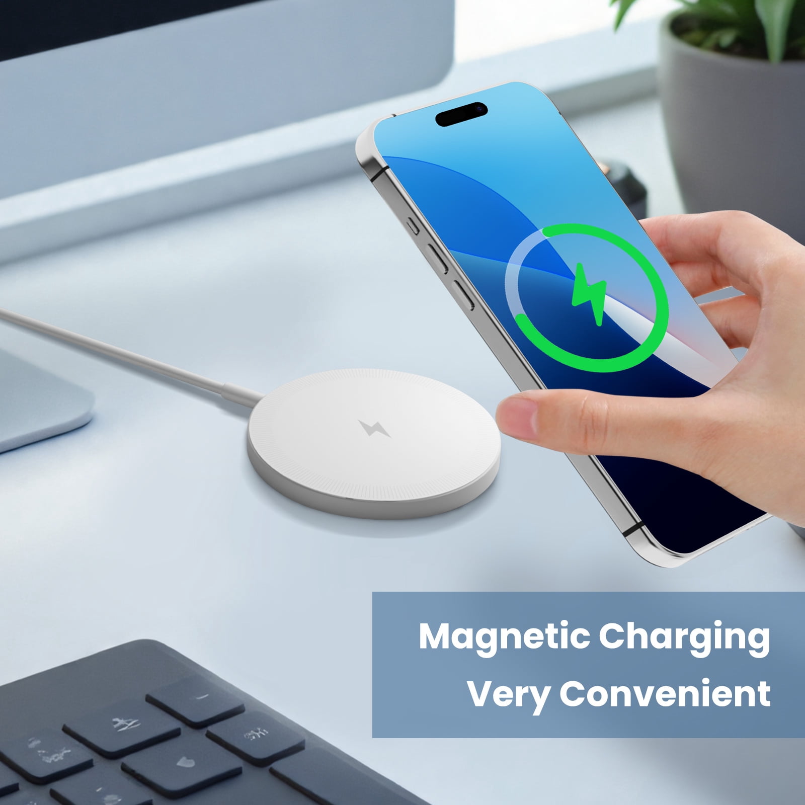 15W Fast Charging Pad, Compatible with iPhone 16 15 14 13 12 11 8 Series, Wireless Charger Compatible with AirPods, Perfect for Office Home Travel Use, White(3 Pack)