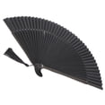 thumbnail image 2 of Abanico plegable para decoración, abanico de mano negro clásico, abanico plegable con manga, abanico plegable con borla, elegante y moderno, 2 of 14