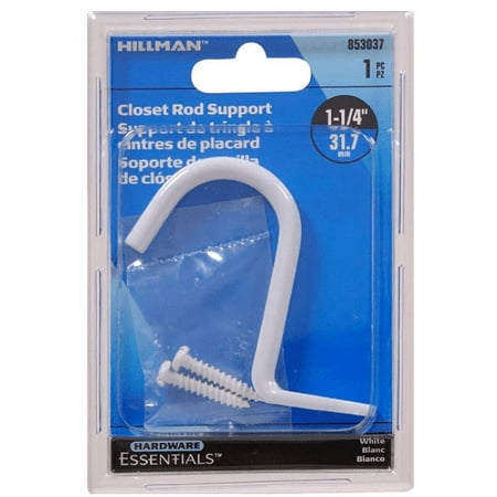The Hillman GroupThe Hillman Group 853037 1-1/4 Closet Rod Center Support - White Finish 1-Pack