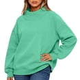 thumbnail image 7 of Mock Neck Sweatshirt Women 2026 Fall Fashion Oversized Turtleneck Pullover Fleece Long Sleeve Sweatshirts Tops,Green M, 7 of 7