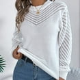 thumbnail image 2 of Diufon Womens Fall Sweaters Solid Color Hollow-Out Pullover Tops Round Neck Long Sleeve Tops, 2 of 7