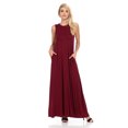 thumbnail image 2 of Pastel by Vivienne Women's Sleeveless Maxi Dress with Pockets Burgundy Medium, 2 of 4