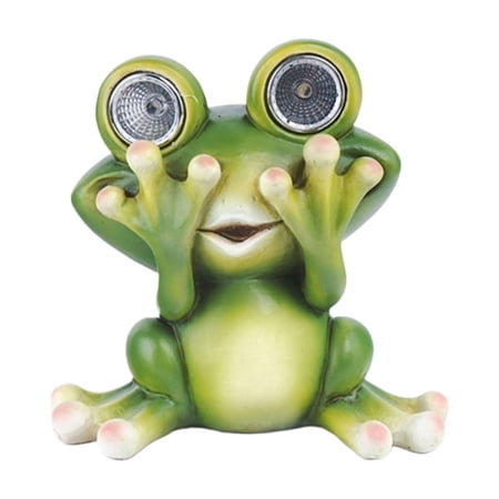 Solar Powered Frog Outdoor Garden Light Decor Patio Resin Statues Solar Powered Frog Front Porch Sculpture Cute Animal Lawn Ornaments – Gifts for Mom Mother Women Birthday Housewarming