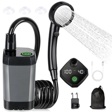 Upgrade Outdoor Portable Camping Shower, 6000mAh Rechargeable Electric Shower Pump with Multifunctional Handheld Filter Shower Head, Suitable for Rinsing, Hiking, RV Travel, Beach Vacations