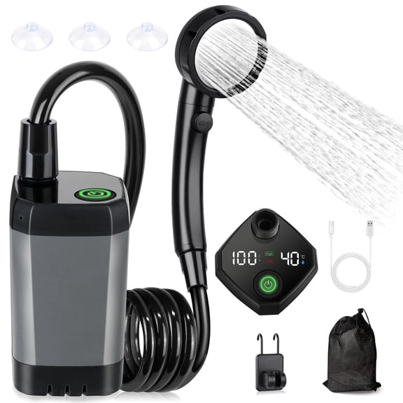 Upgrade Outdoor Portable Camping Shower, 6000mAh Rechargeable Electric Shower Pump with Multifunctional Handheld Filter Shower Head, Suitable for Rinsing, Hiking, RV Travel, Beach Vacations