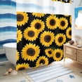 thumbnail image 5 of No Hook Shower Curtain with Built-in Rings - Black Sunflower Pattern Washable Waterproof Fabric Bathroom Curtains for Hotel,Rentals, 72 X 78 Inch Long , Floral Print, 5 of 9