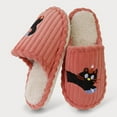 thumbnail image 3 of Winter Scuff Slippers for Women Men Funny Matching Cat Embroidery Corduroy Home Shoes Memory Foam Slip on Slides Watermelon Red 10, 3 of 5