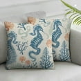 thumbnail image 2 of Nawypu Nautical Coastal Pillow Covers Set of 2 Coral Seashell Starfish Seahorse Beach Decorative Throw Pillows Summer Ocean Pillowcase Square Cushion Cover Decor for Home Couch Bed Soft, 2 of 6