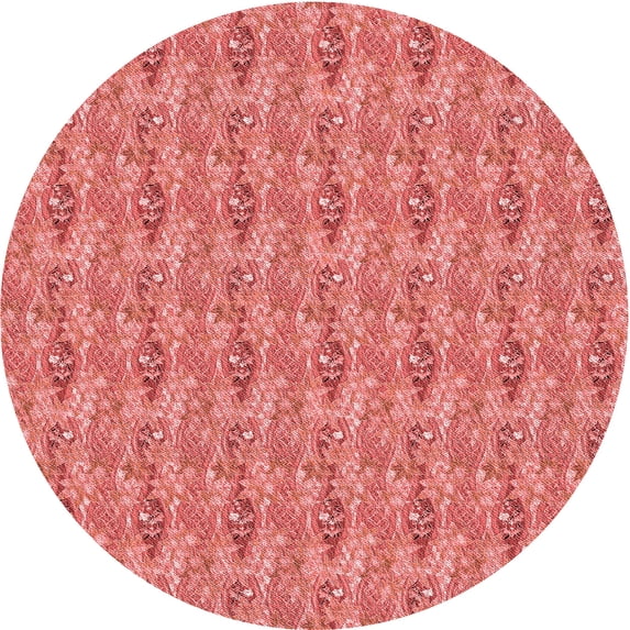 Ahgly Company Indoor Round Patterned Fire Engine Red Area Rugs, 6' Round