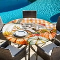thumbnail image 6 of Burnt Orange Pumpkins Fall Round Tablecloth, Fitted Table Cover with Elastic for 45"-54" Round Tables, Thanksgiving Cat Plaid Sunflowers Table Cloth Outdoor Dinning Party Waterproof Tablecloths, 6 of 7