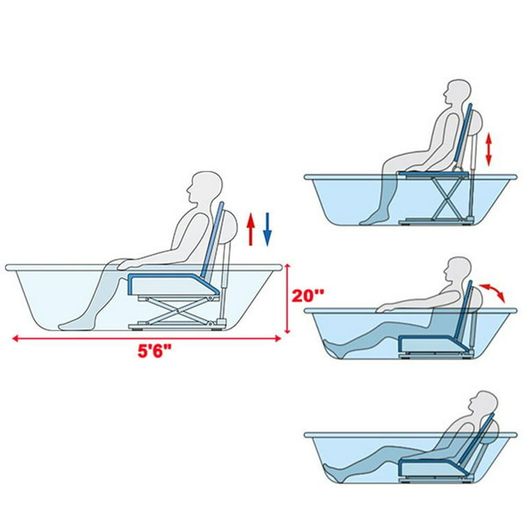 Maidesite Electric Bath Lift Chair Collapsible Reclining Bath Lift Quiet Bathtub Lifts Bathroom Tub Chair Auto Motorized Bathtubs Chair Seat Lift Bearing Weight 308lbs White Walmart