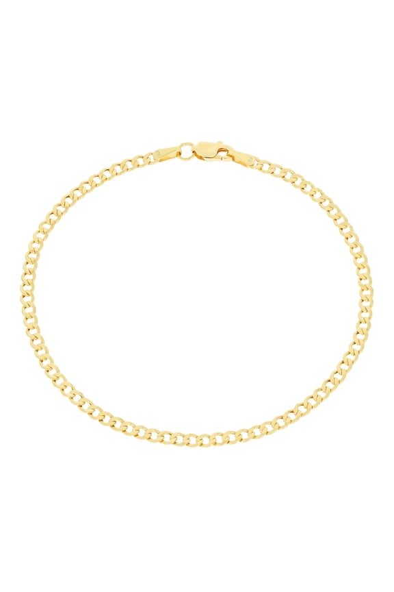 10k Real Yellow Gold Cuban Curb Link 2.5mm Chain Bracelet or Anklet (7"-9") Italian Jewelry for Men & Women